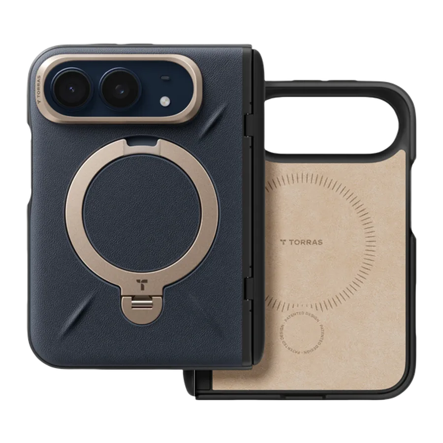 Torras Apple iPhone Duo O Stand Spin VegSkin Serisi Magsafe Kılıf - Lacivert - görsel 3