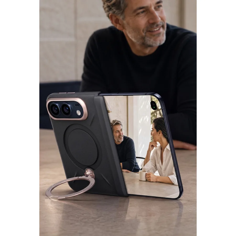 Torras Apple iPhone Duo O Stand Spin VegSkin Serisi Magsafe Kılıf - Siyah - görsel 4