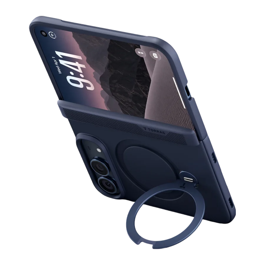 Torras Apple iPhone Duo Ostand Q3 Spin 1 Adet Ekran Koruyuculu Magsafe Kılıf - Lacivert - görsel 2