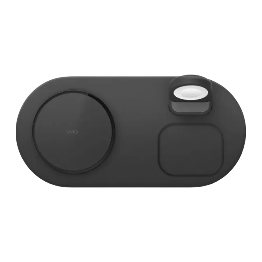 Uniq Aereo 3in1 Magsafe 15W Hızlı Kablosuz Şarj - Koyu Gri