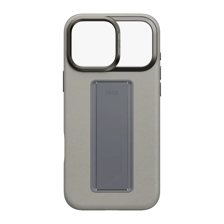 Uniq Apple iPhone 17 Pro Max/18 Pro Max Heldro Pro Magsafe Standlı Deri Kapak - Gri - görsel 2