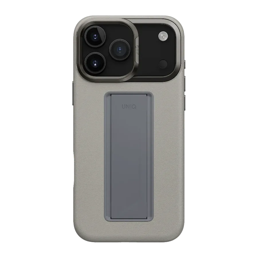 Uniq Apple iPhone 17 Pro Max/18 Pro Max Heldro Pro Magsafe Standlı Deri Kapak - Gri - görsel 3