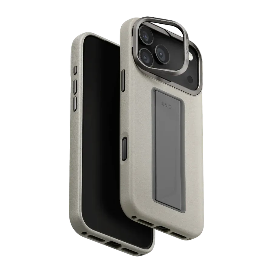 Uniq Apple iPhone 17 Pro Max/18 Pro Max Heldro Pro Magsafe Standlı Deri Kapak - Gri — 1. görsel