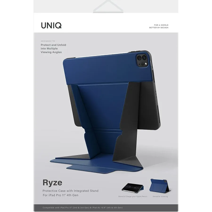 Uniq Apple iPad Pro 11 (2022) Ryze Standlı Katlanabilir Tablet Kapak - Lacivert - görsel 6
