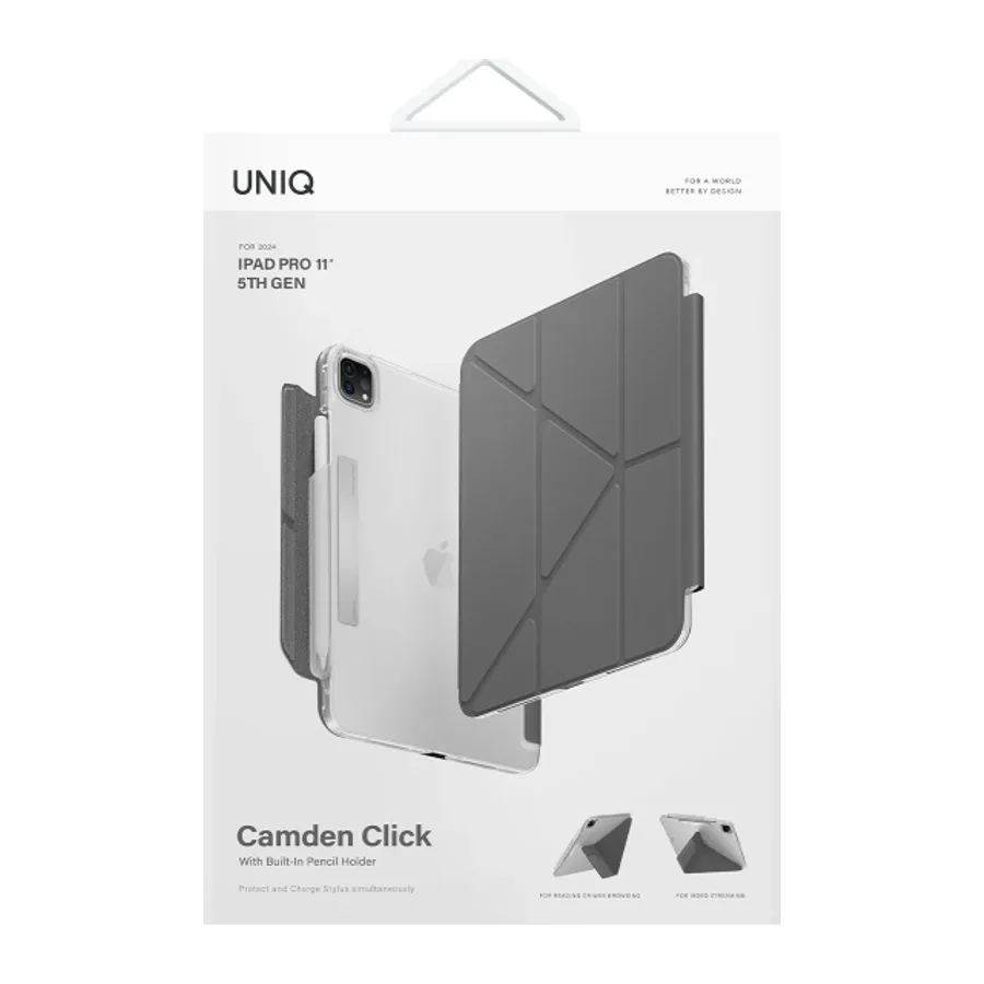 Uniq Apple iPad Pro 11 (2024) Camden Katlanabilir Tablet Kapak - Koyu Gri - görsel 6