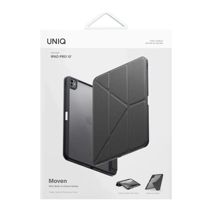 Uniq Apple iPad Pro 13 (2024) Moven Standlı Tablet Kapak - Gri - görsel 4