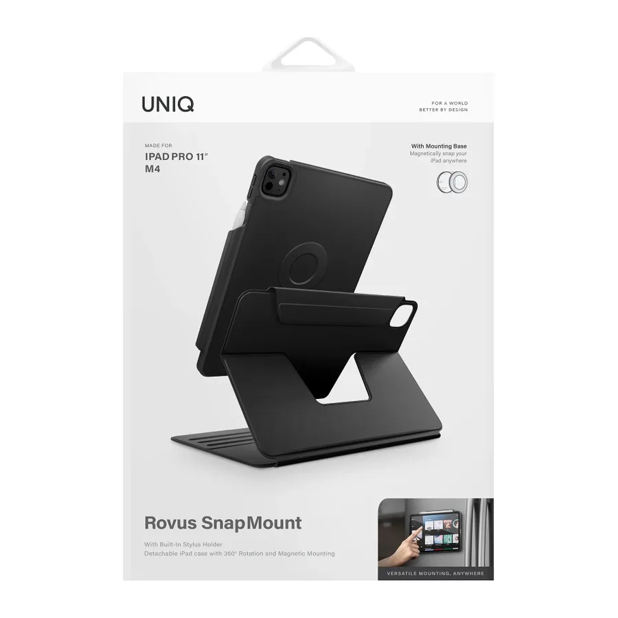 Uniq Apple iPad Pro 13 (2024) Rovus Snapmount 360 Derece Dönebilen Manyetik Tablet Kılıf - Siyah - görsel 9
