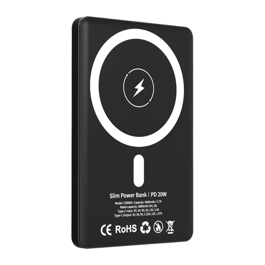 URR CDB005 5.000 mAh 20W Type-C 15W Kablosuz Şarj Magsafe UltraSlim PD Powerbank - Siyah
