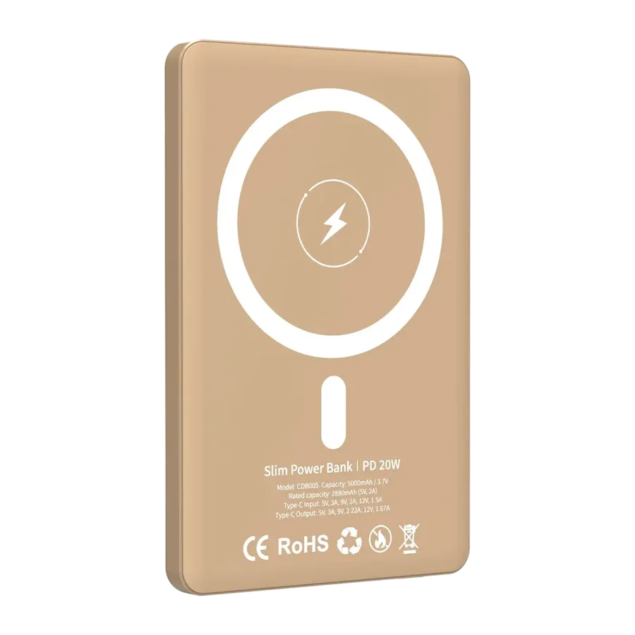 URR CDB005 5.000 mAh 20W Type-C 15W Kablosuz Şarj Magsafe UltraSlim PD Powerbank - Gold