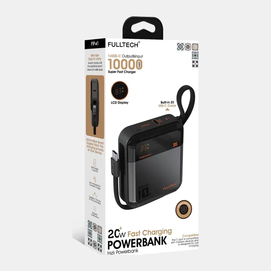 Fulltech FP-41 Mini Powerbank, 10000 maH, 20W Hızlı Şarj