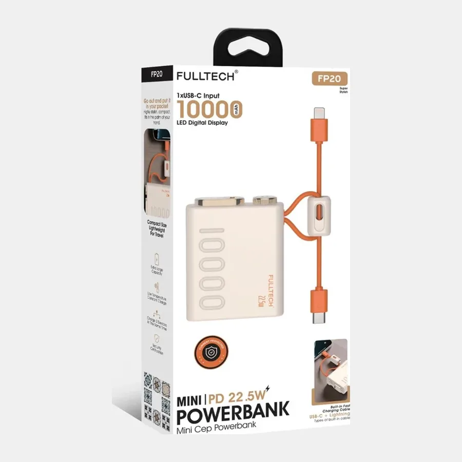 Fulltech FP-20 Powerbank, 10000 maH, Hızlı Şarj