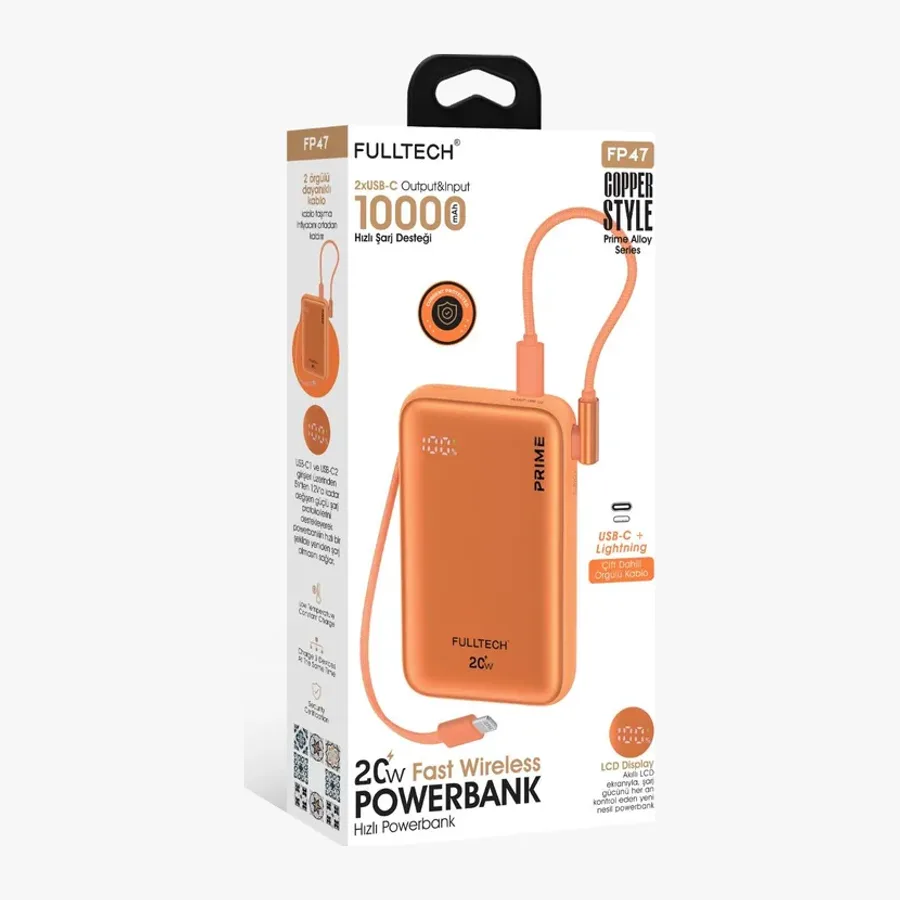 Fulltech FP-47 Powerbank, 10000 maH, 20W Hızlı Şarj