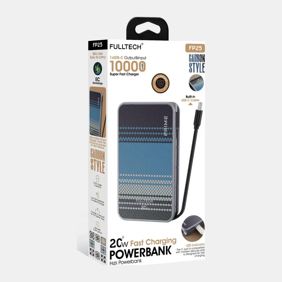 Fulltech FP-25 Powerbank, 10000 maH, 20W Hızlı Şarj