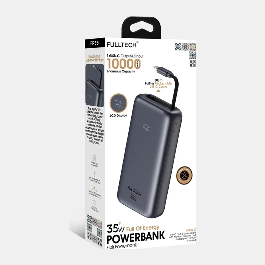 Fulltech FP-35 Powerbank, 10000 maH, 35W Hızlı Şarj