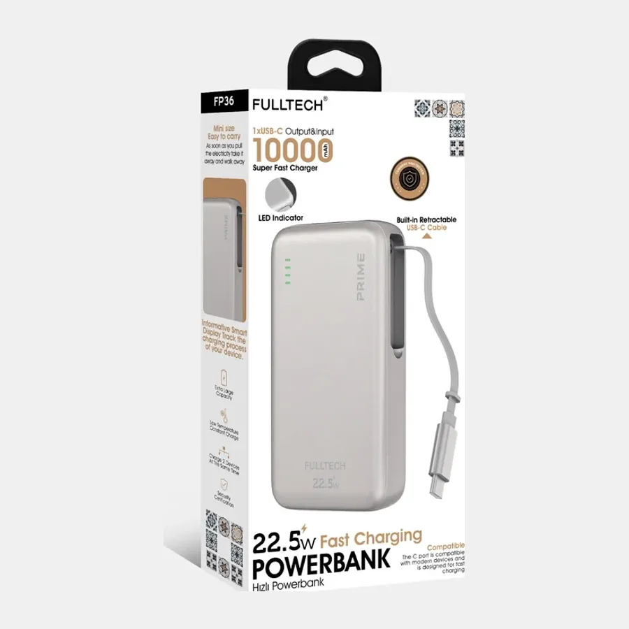 Fulltech FP-36 Powerbank, 10000 maH, 22.5W Hızlı Şarj