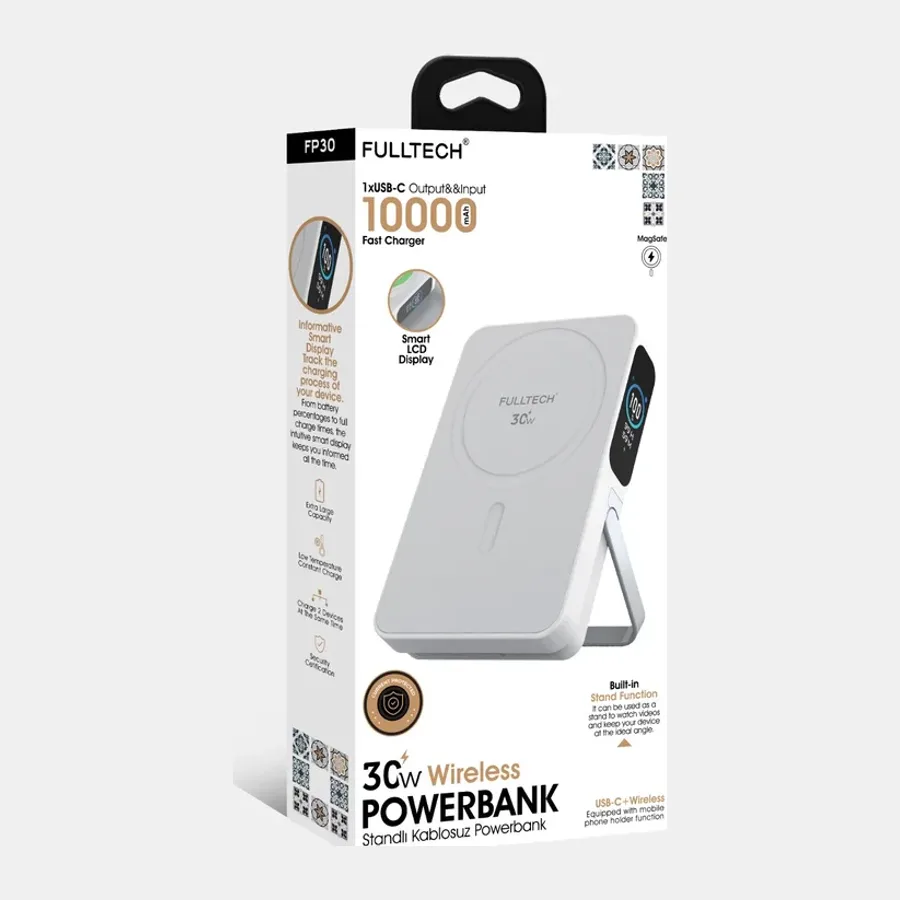 Fulltech FP-30 Magsafe Powerbank, 10000 maH, 30W Hızlı Şarj
