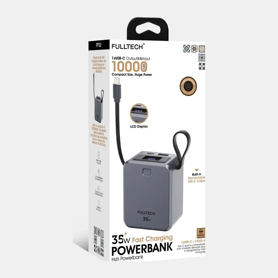 Fulltech FP-32 Mini Powerbank, 10000 maH, 35W Hızlı Şarj