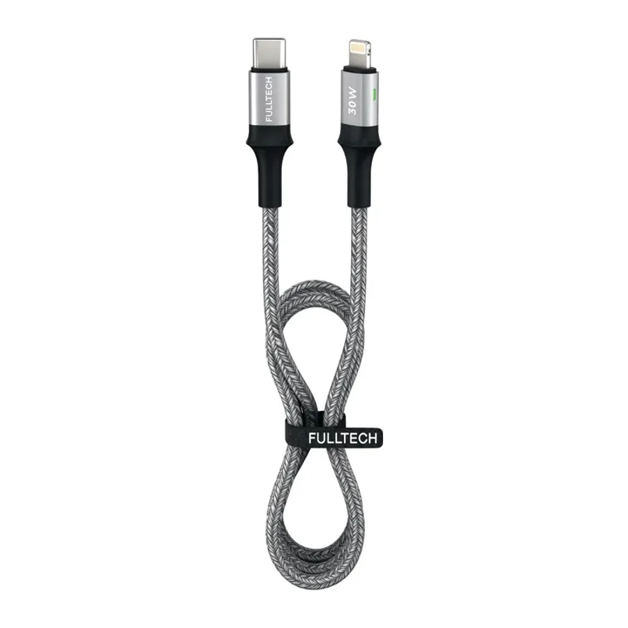 Fulltech FC-52, 1.2M 30W Type-C to Lightning Otomatik Şarj Kesme Özellikli PD Hızlı Şarj Kablosu