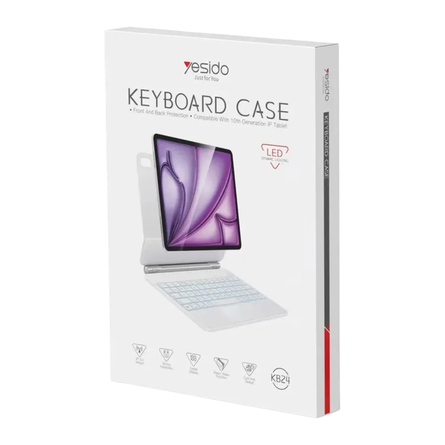 Yesido Apple iPad 2025 10.9 10.Nesil (A16) KB24 Tecno Klavyeli Tablet Kılıfı - Beyaz - görsel 2