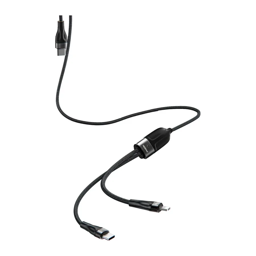 Yesido CA87 1.4M Type-C to 100W Type-C ve 20W Lightning Çift Çıkışlı 2in1 PD Hızlı Şarj Kablosu - Siyah