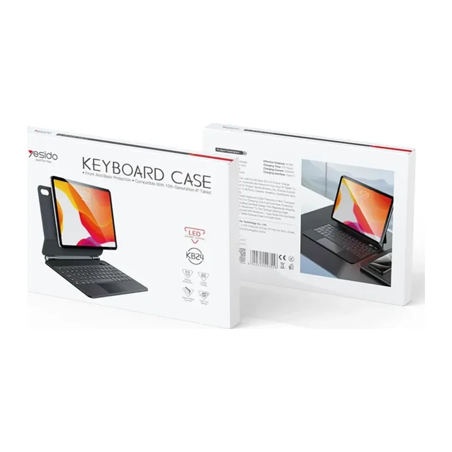 Yesido Apple iPad 2025 10.9 10.Nesil (A16) KB24 Tecno Klavyeli Tablet Kılıfı - Siyah - görsel 2