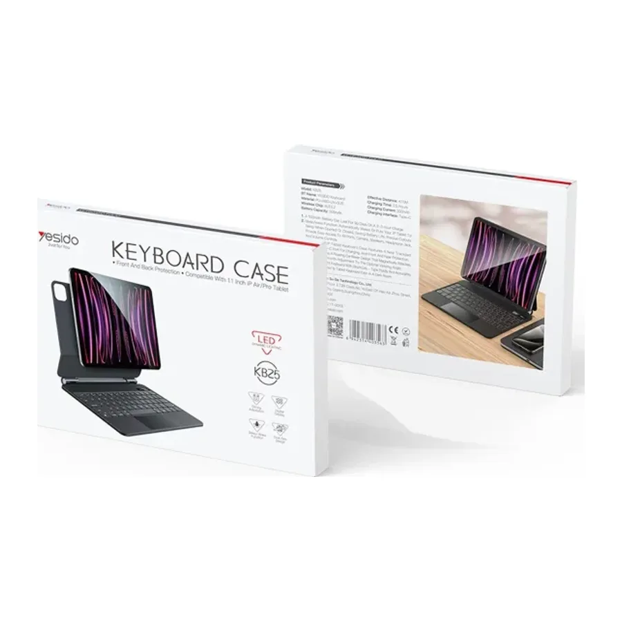 Yesido Apple KB25 iPad Pro 11 (2022) Tecno Klavyeli Tablet Kılıfı - Siyah - görsel 2