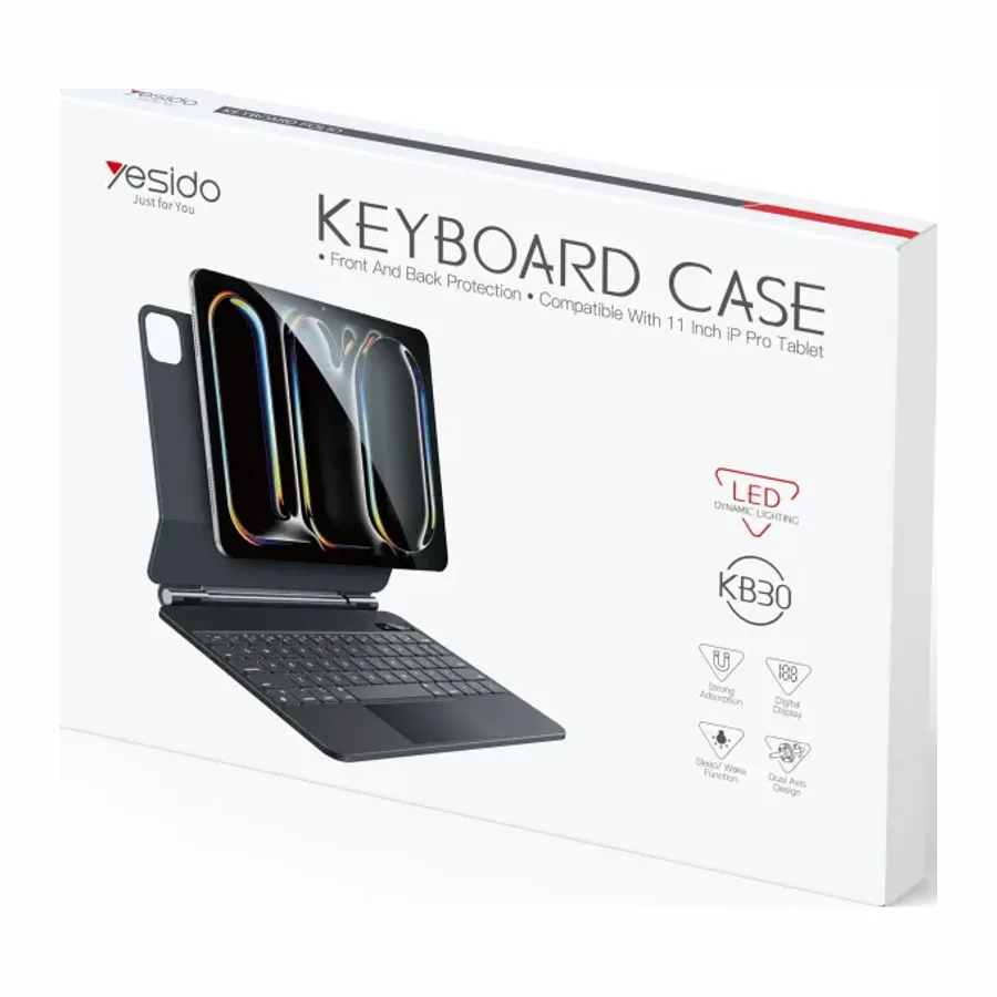Yesido Apple KB30 iPad Pro 11 (2024) Tecno Klavyeli Tablet Kılıfı - Siyah - görsel 2