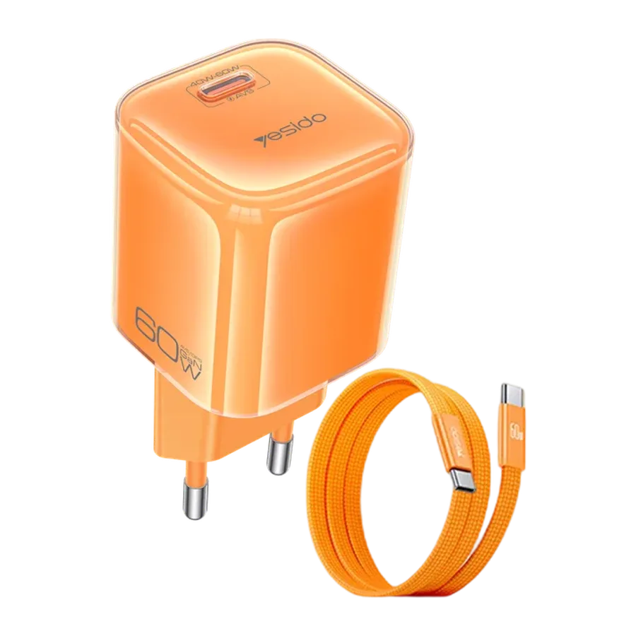 Yesido YC117 60W Type-C GaN Hızlı Şarj Cihazı - Turuncu